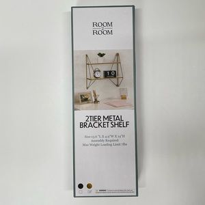 Gold Metal Wall Decor 2-Tier Organizer Storage Shelf Dorm College Office Desk GF